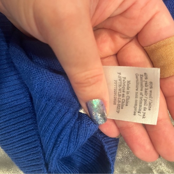 Everlane Quarter Zip Royal Blue Wool and Yak Blend Sweater (Size XS) - Picture 3 of 4